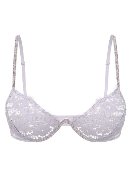 Кружевной комплект со стразами Victoria's Secret бюстгальтер и трусики бразильяны 1159847834 (Сиреневый M)