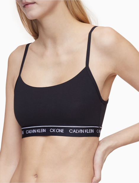 Женский комплект Calvin Klein бюст-топ и трусики тонг 1159847843 (Черный XS)