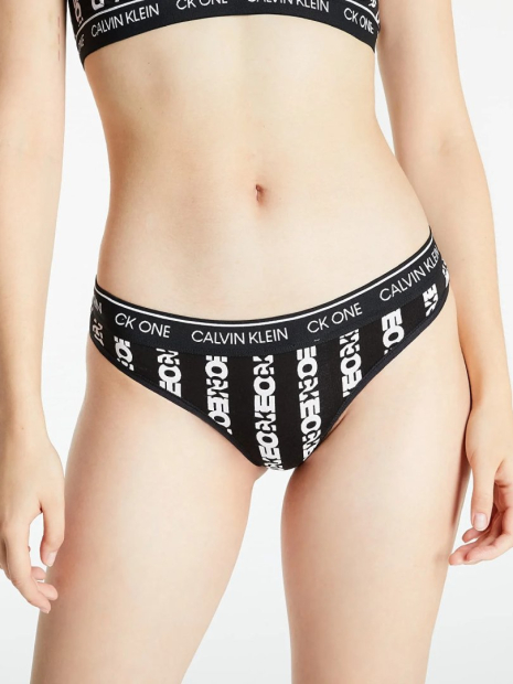 Женский комплект Calvin Klein бюст-топ и трусики тонг 1159847843 (Черный XS)