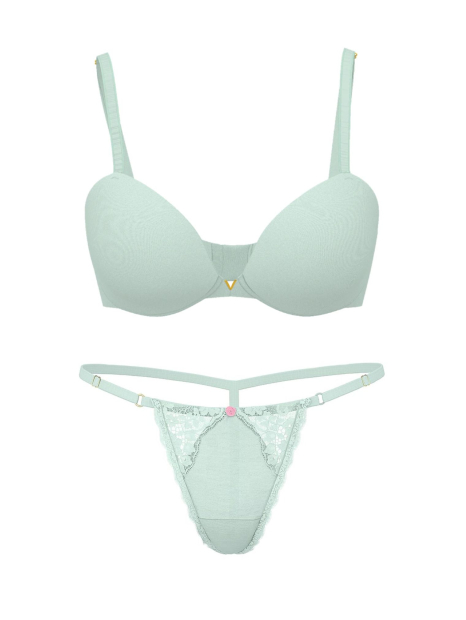 Комплект білизни Victoria's Secret бюст Push-Up та трусики стрінги 1159848550 (Зелений 34A/S)