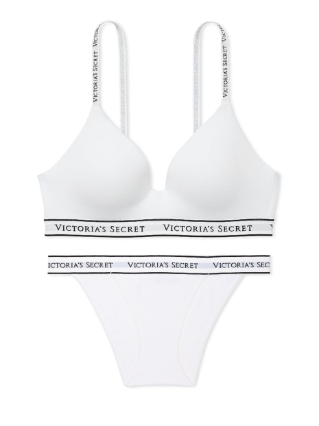 Женский комплект белья Victoria's Secret бралетт и трусики танга 1159848954 (Белый 38C/XL)