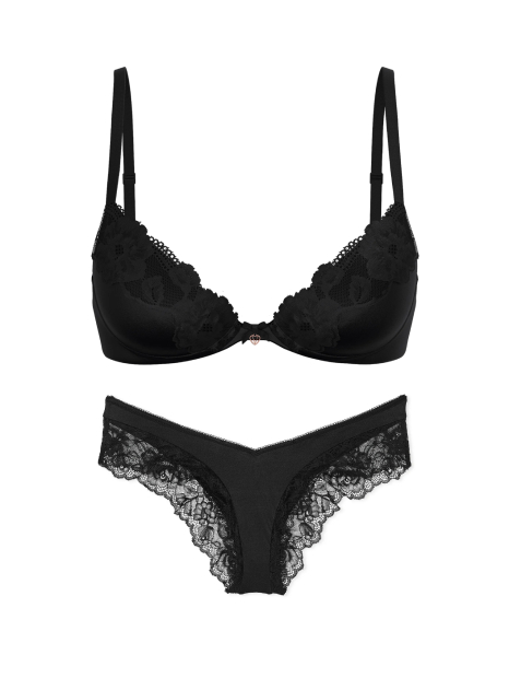 Женский комплект белья Victoria's Secret бюст Push-Up и трусики чики 1159849871 (Черный 38DDD/XL)