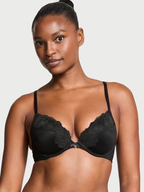 Женский комплект белья Victoria's Secret бюст Push-Up и трусики чики 1159849871 (Черный 38DDD/XL)