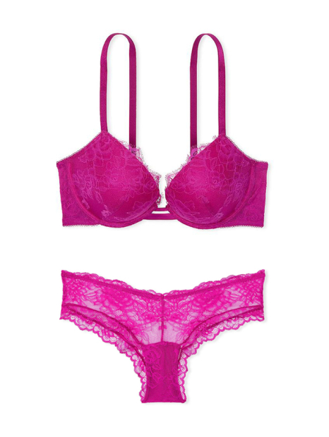 Комплект белья Victoria's Secret бюстгальтер Push-up и трусики чики 1159849895 (Розовый 34A/S)