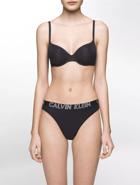 Женский комплект белья Calvin Klein бюст и трусики тонг 1159850729 (Черный 32C/XS)