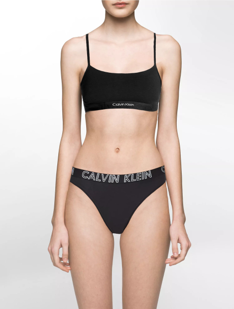 Женский комплект белья Calvin Klein бюст и трусики тонг 1159850741 (Черный XS)