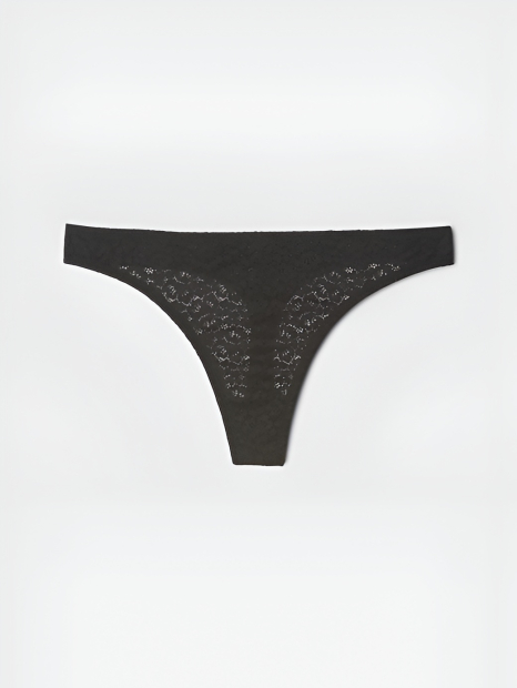 Женский кружевной комплект белья GAP лиф и трусики тонг 1159850758 (Черный 38C/XL)