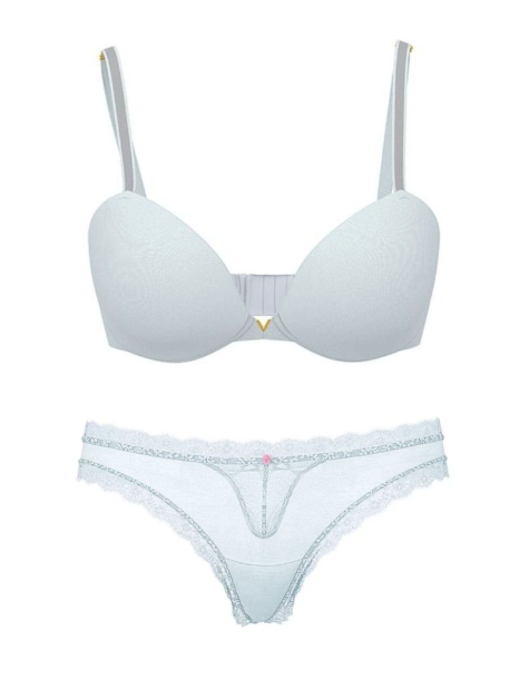 Комплект білизни Victoria's Secret бюстгальтер та трусики тонг 1159852068 (Блакитний 38D/XL)