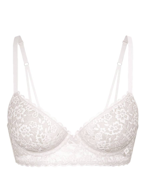 Мереживний комплект білизни Victoria's Secret ліф та трусики тонг 1159852352 (Молочний 34C/S)