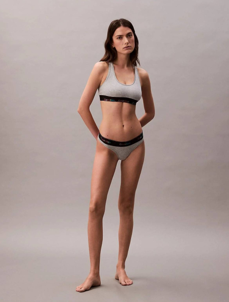 Женский комплект Calvin Klein топ и трусики тонг 1159852622 (Серый M)