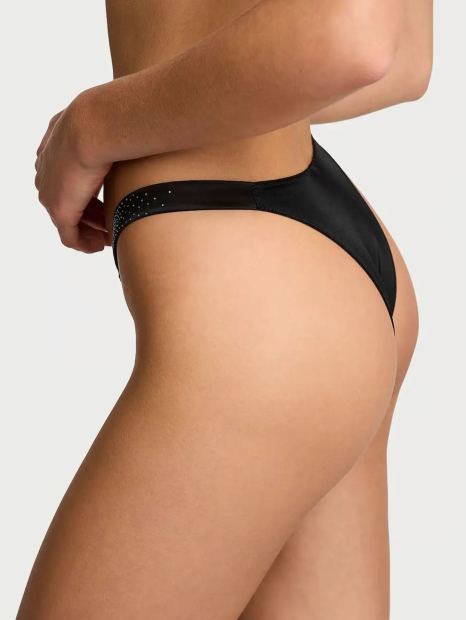 Комплект белья со стразами Victoria's Secret бюст Push-up и трусики бразильяны 1159852706 (Черный 34A/M)