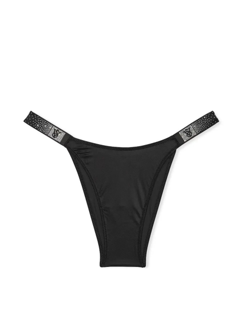 Комплект белья со стразами Victoria's Secret бюст Push-up и трусики бразильяны 1159852706 (Черный 34A/M)