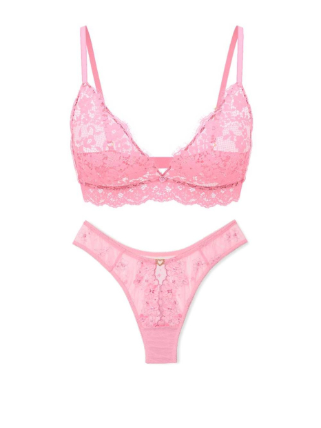 Комплект белья Victoria's Secret бралетт триангл и трусики бразильяны 1159853012 (Розовый XS)