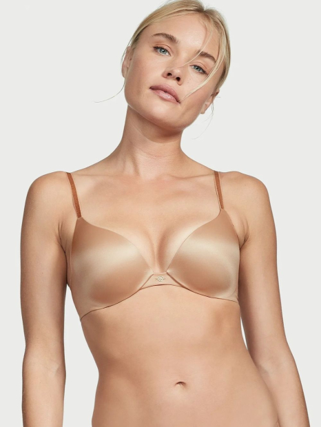 Комплект білизни Victoria's Secret погруддя Push-Up та трусики тонг 1159853610 (Бежевий 34D/M)