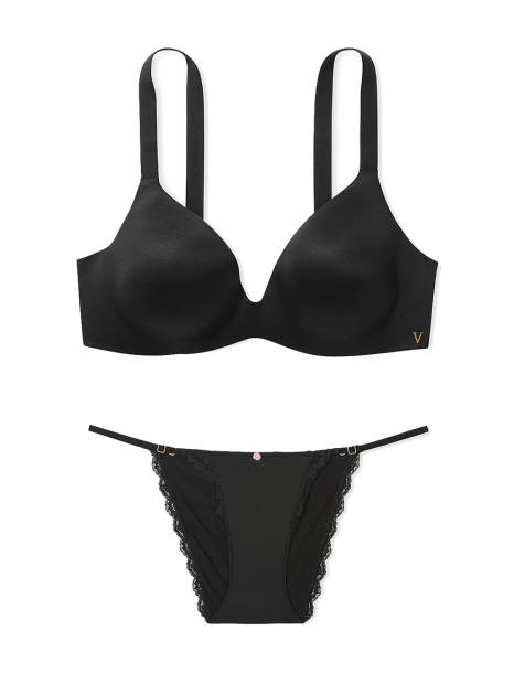 Женский комплект белья Victoria's Secret бюст с технологией Infinity Flex и трусики бикини 1159853692 (Черный 32C/S)
