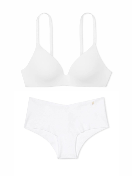 Жіночий комплект білизни Victoria's Secret ліф та безшовні трусики чики 1159853742 (Білий 38C/XL)