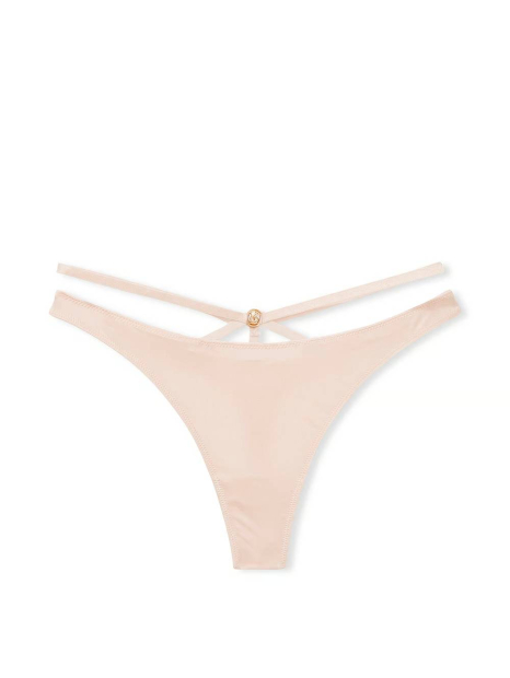 Гладкий комплект білизни Victoria's Secret ліф Push-up та трусики тонг 1159855287 (Бежевий 34B/S)