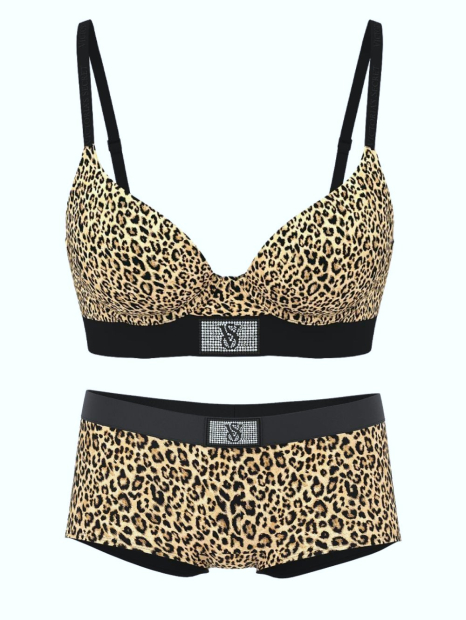Комплект белья Victoria's Secret бюстгальтер и трусики шортики 1159856027 (Леопардовый 34C/M)