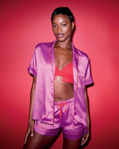 Женский комплект белья Victoria's Secret лиф и трусики тонг 1159856190 (Красный 34B/S)