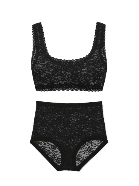 Кружевной комплект Victoria's Secret бралетт и трусики брифы 1159856345 (Черный S)