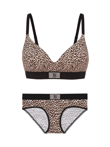 Женский комплект белья Victoria's Secret лиф и трусики хипхаггеры 1159856347 (Леопардовый 34A/S)