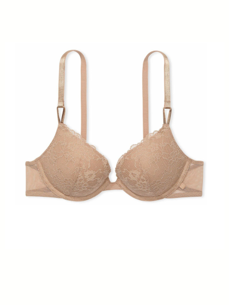 Мереживний комплект білизни Victoria's Secret погруддя Push-Up та трусики чики 1159856354 (Бежевий 36D/L)