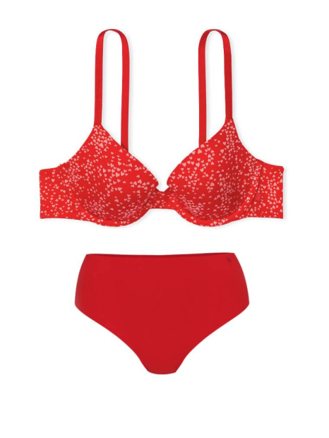 Женский комплект белья Victoria's Secret бюст и трусики тонг 1159856366 (Красный 38D/L)