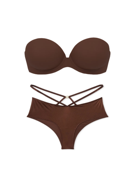 Комплект белья Victoria's Secret бюст Push-up и трусики чики 1159856391 (Коричневый 34B/M)