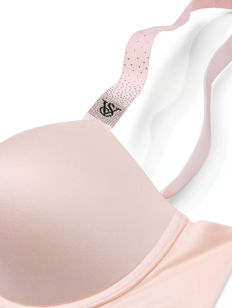 Комплект белья со стразами Victoria's Secret лиф Push-Up и трусики бразильяны 1159856559 (Розовый 34A/M)