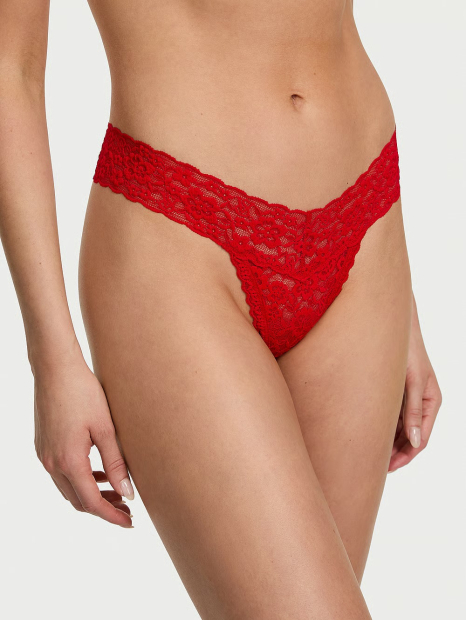 Кружевной комплект белья Victoria's Secret бюст Push-Up и трусики тонг 1159856944 (Красный 38B/L)