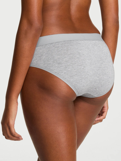 Женский комплект белья с логотипом из страз Victoria's Secret лиф и трусики хипхаггеры 1159857119 (Серый 38B/XL)