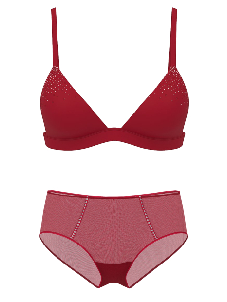 Комплект белья Victoria's Secret PINK со стразами бралетт Push-up и трусики чики 1159857473 (Красный M)