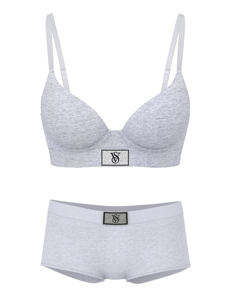 Женский комплект белья Victoria's Secret бюст Push-Up и трусики шортики 1159857687 (Серый 40C/XL)