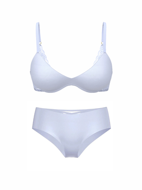 Гладкий комплект з мереживом Victoria's Secret погруддя Push-Up та безшовні трусики чики 1159857786 (Блакитний 34D/M)