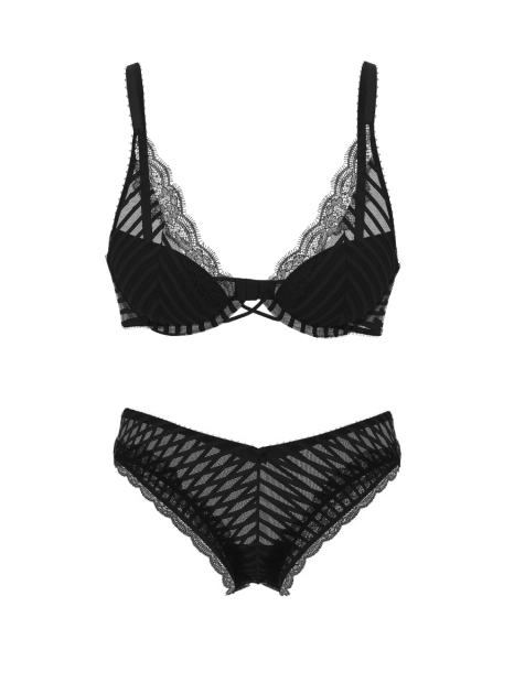 Женский комплект белья Victoria's Secret лиф и трусики чики 1159857885 (Черный 36C/L)