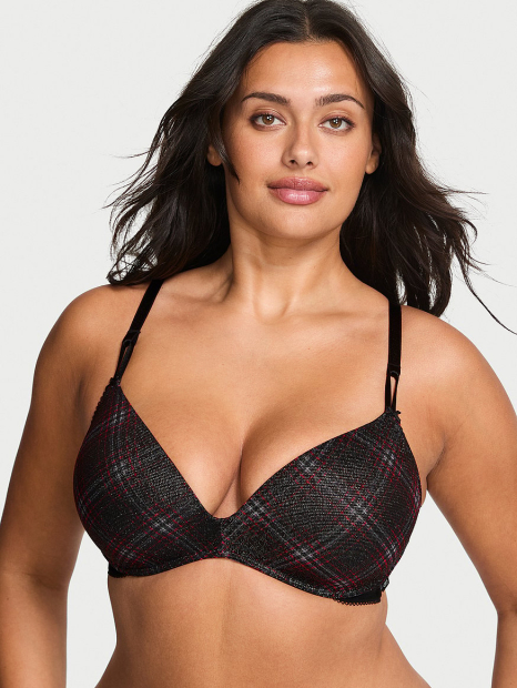 Комплект білизни Victoria's Secret погруддя Push-Up та трусики тонг 1159858325 (Чорний 32B/XS)