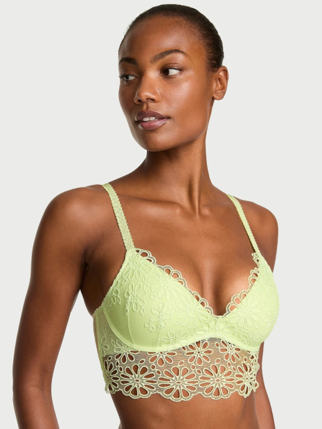 Ажурний комплект білизни Victoria's Secret погруддя Push-Up та трусики тонг 1159858351 (Салатовий 32B/XS)