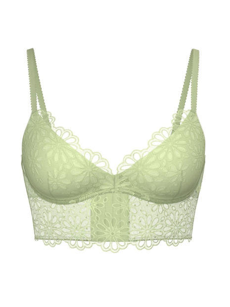 Ажурний комплект білизни Victoria's Secret погруддя Push-Up та трусики тонг 1159858351 (Салатовий 32B/XS)