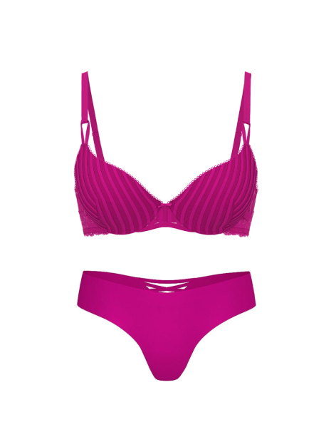 Комплект білизни Victoria's Secret погруддя Push-Up та безшовні трусики тонг 1159858386 (Рожевий 34B/S)