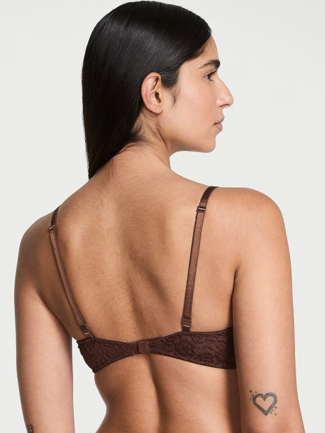 Мереживний комплект білизни Victoria's Secret погруддя та трусики тонг 1159858445 (Коричневий 36D/L)