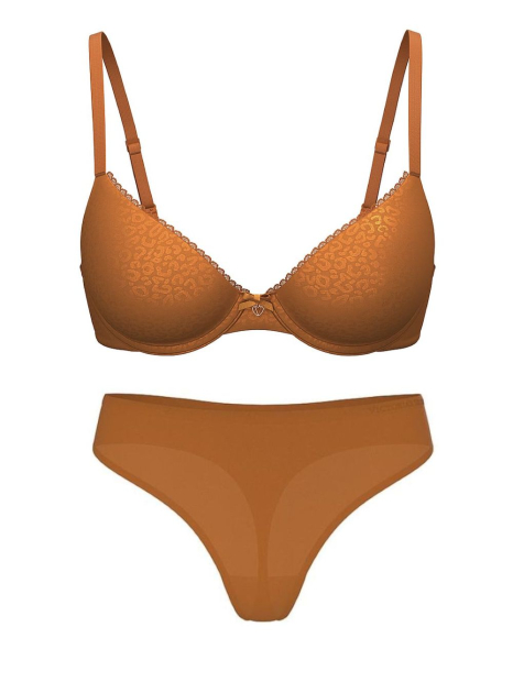 Комплект білизни Victoria's Secret погруддя Invisible Lift та трусики тонг 1159859183 (Коричневий 38C/L)