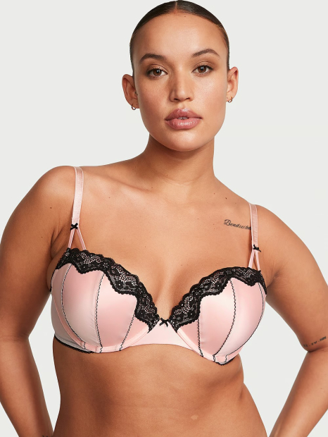 Комплект білизни Victoria's Secret бюст Push-Up та трусики бразилії 1159859249 (Рожевий 36B/M)