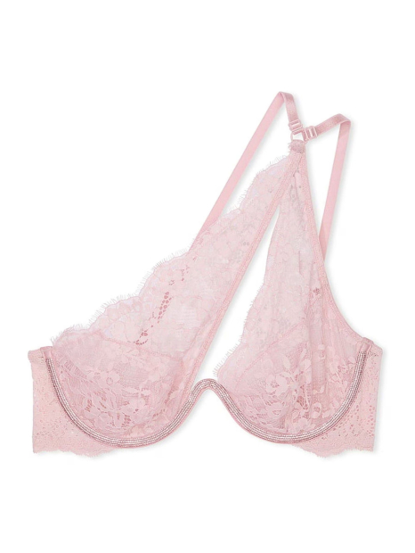 Кружевной комплект Victoria's Secret бюстгальтер на одно плечо и трусики бразильяны 1159859328 (Розовый XS)