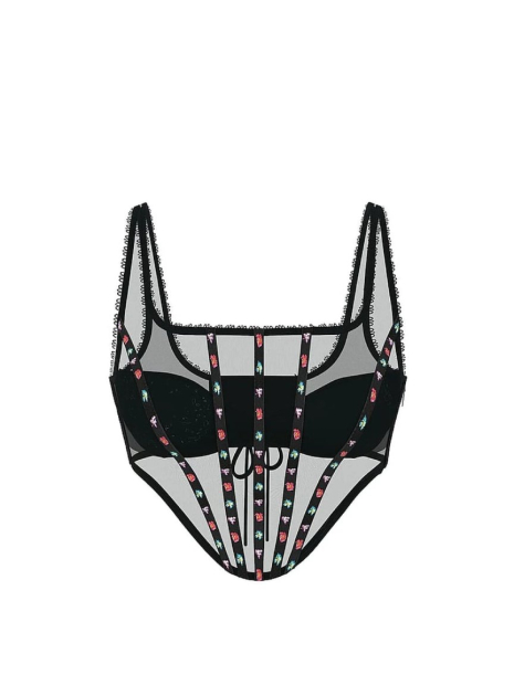 Комплект белья Victoria's Secret корсетный топ и трусики бикини 1159859348 (Черный L)