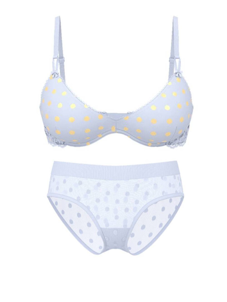 Сітчастий комплект білизни Victoria's Secret Push-Up бюст та трусики хіпхагери 1159859439 (Блакитний 38C/L)