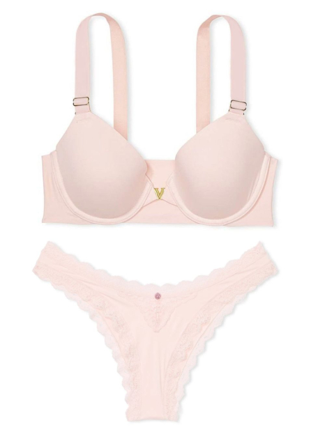 Комплект белья Victoria's Secret бюстгальтер и трусики бразильяны 1159859504 (Розовый 32C/XS)