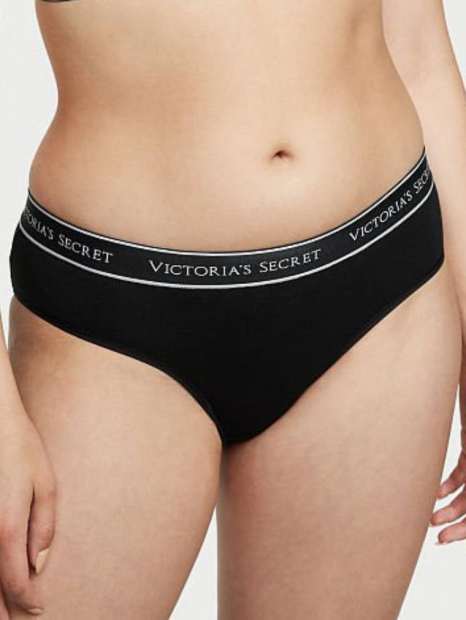 Женский комплект белья Victoria's Secret лиф и трусики хипхаггеры 1159859517 (Черный/Серый 36C/L)