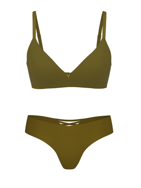 Жіночий комплект білизни Victoria's Secret ліф Push-Up та трусики тонг 1159859583 (Зелений 36C/L)