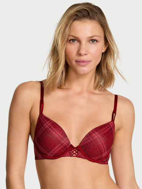 Комплект білизни Victoria's Secret погруддя Push-Up та трусики тонг 1159859606 (Червоний 38C/L)
