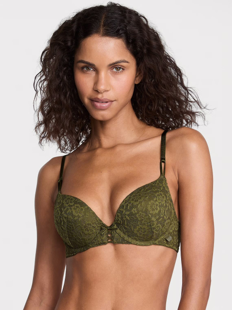 Жіночий комплект білизни Victoria's Secret погруддя Push-Up та трусики тонг 1159859730 (Зелений 34C/M)